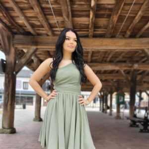 Robe de cérémonie vert sauge