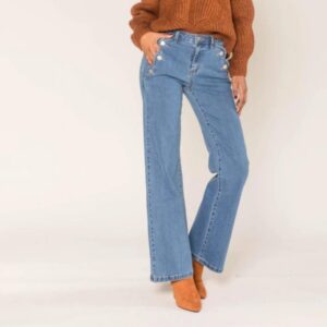 Jean flare poches fleurs