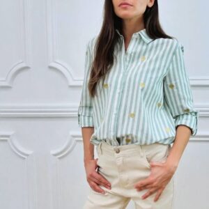Chemise verte coeur doré