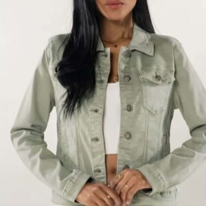 Veste en jean vert Sauge