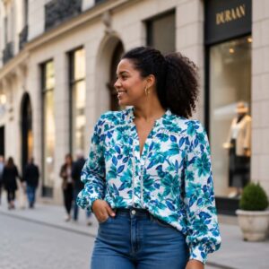 Chemise bleu/vert