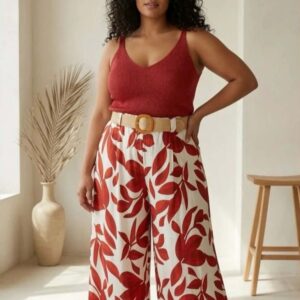 Pantalon teracotta et beige