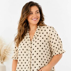 Chemisier beige pois