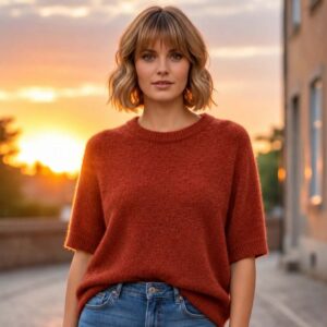 Pull teracotta manche courte TU