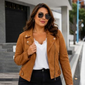 Veste suédine camel