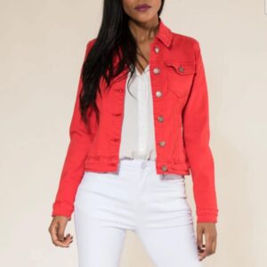 Veste en jean rouge
