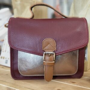 Sac Cartable Bordeaux /Doré
