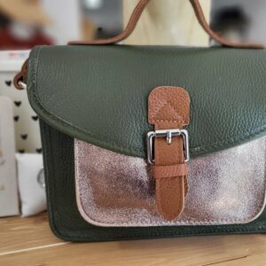 Sac Cartable Kaki/ Doré