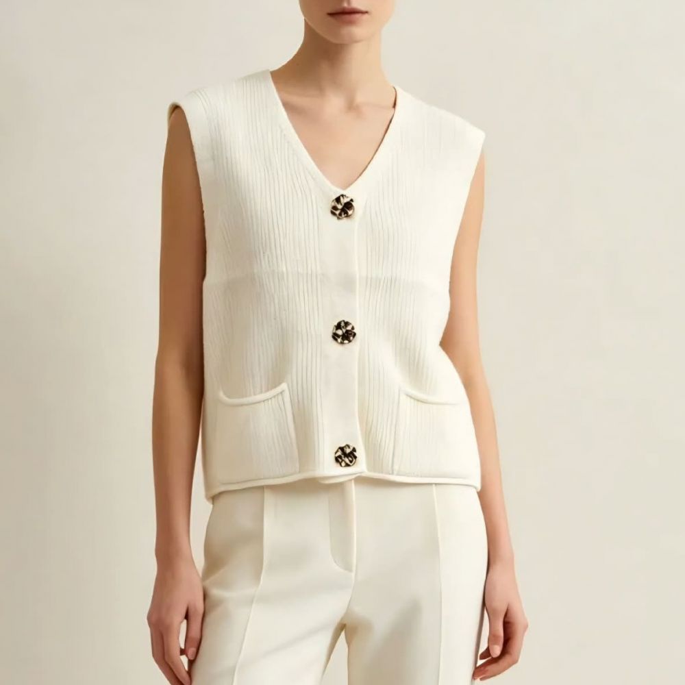 Gilet sans manches beige