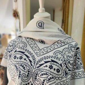 Echarpe carré bandana blanc et marine