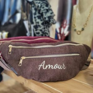Sacs banane cotelé "Amour" marron