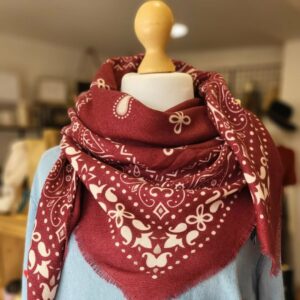 Echarpe carré bandana bordeaux