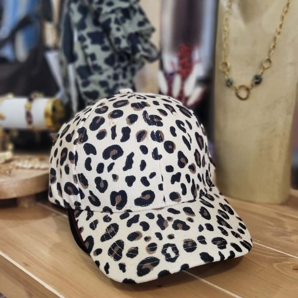 Casquettes velours Leopard